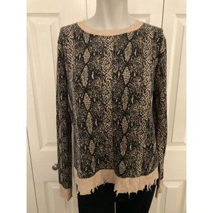Fate Snakeskin Sweater W Fringe Hem Size Small